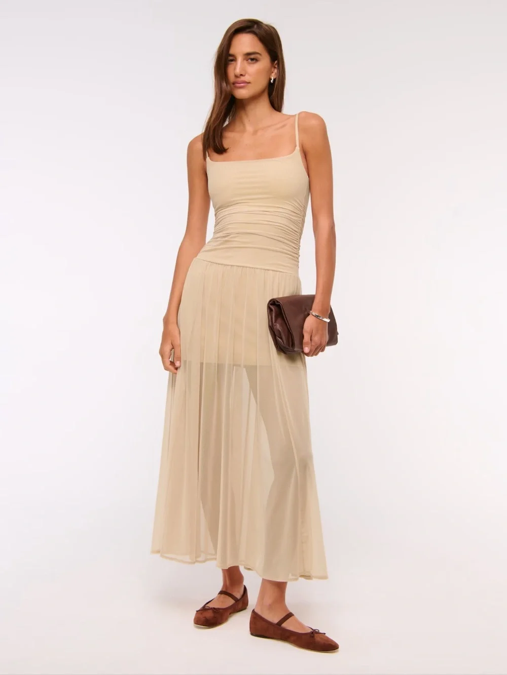 Abercrombie & Fitch tan maxi dress